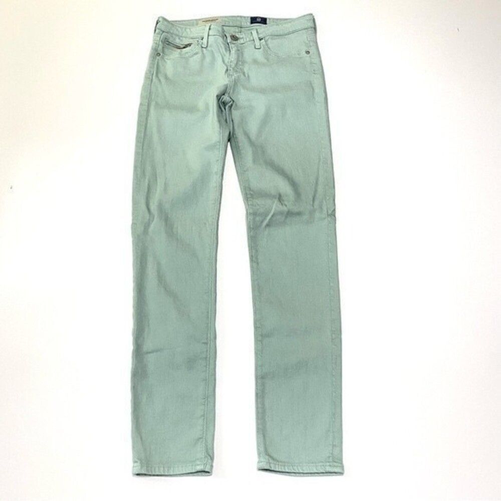 AG Adriano Goldschmied Women’s 26R Ankle Zip Straight Leg light green jean 503B5